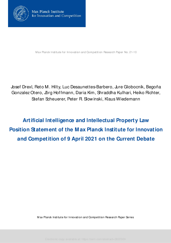 (PDF) Artificial Intelligence and Intellectual Property