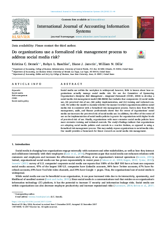 (PDF) Do organizations use a formalized risk management process to ...