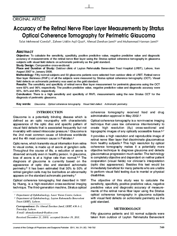 (PDF) Accuracy of the retinal nerve fiber layer measurements by Stratus ...