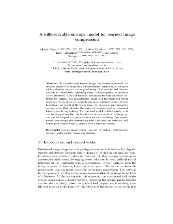 (PDF) A differentiable entropy model for learned image compression