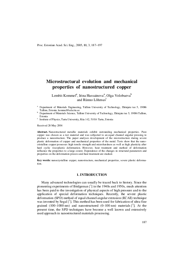 (PDF) Microstructural evolution and mechanical properties of ...
