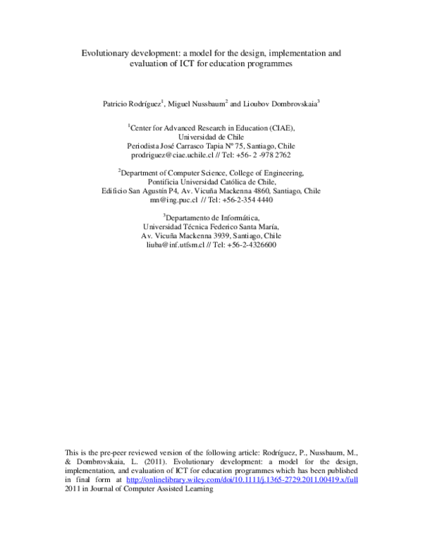 (PDF) Evolutionary development: a model for the design, implementation ...