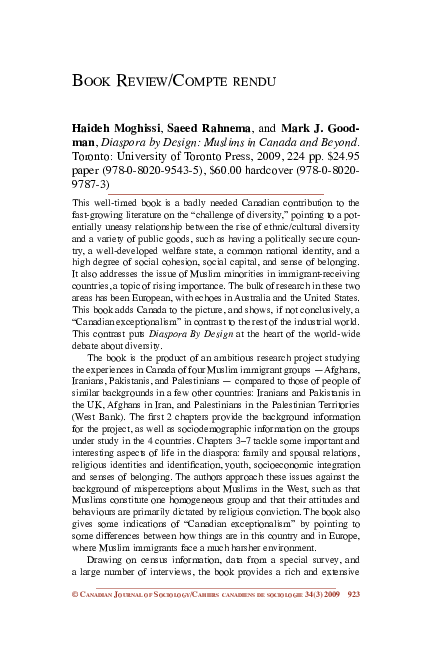 (PDF) Haideh Moghissi, Saeed Rahnema, and Mark J. Goodman, Diaspora by ...