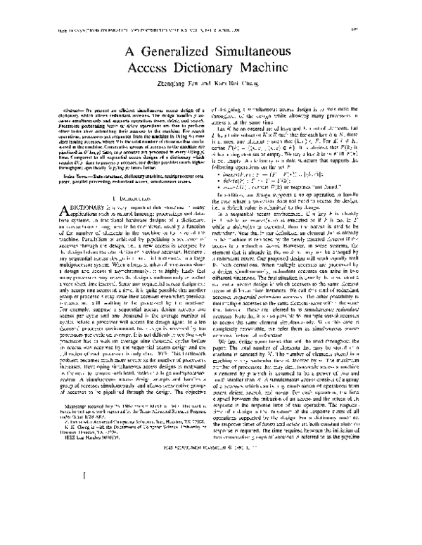 (PDF) A Generalized Simultaneous Access Dictionary Machine