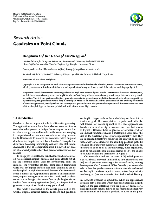 (PDF) Geodesics on Point Clouds