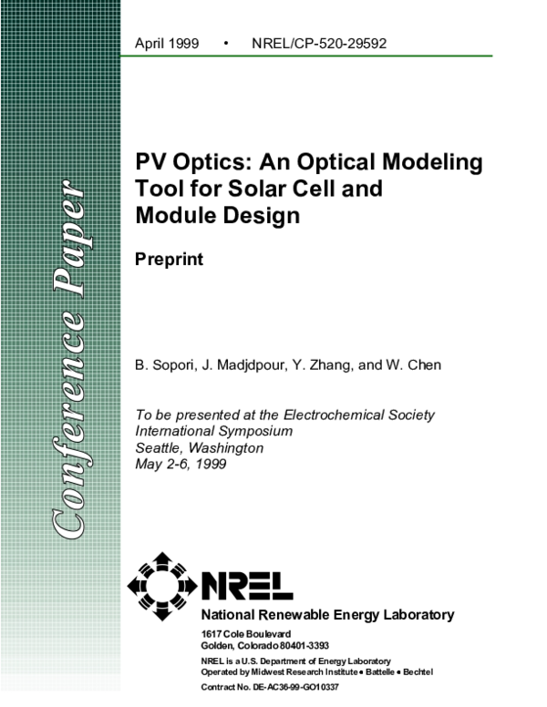 (PDF) PV Optics: An Optical Modeling Tool for Solar Cell and Module ...