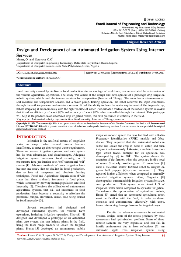 (PDF) Design and Development of an Automated Irrigation System Using ...
