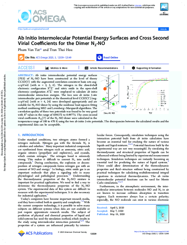 (PDF) Ab initio intermolecular potential energy surfaces for the Ar ...