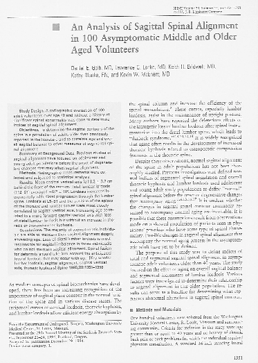 (PDF) An Analysis of Sagittal Spinal Alignment in 100 Asymptomatic ...