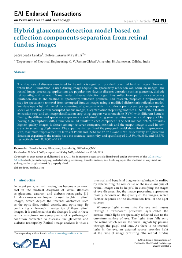(PDF) Hybrid glaucoma detection model based on reflection components ...