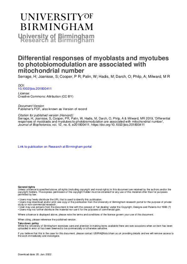 (PDF) Differential responses of myoblasts and myotubes to ...