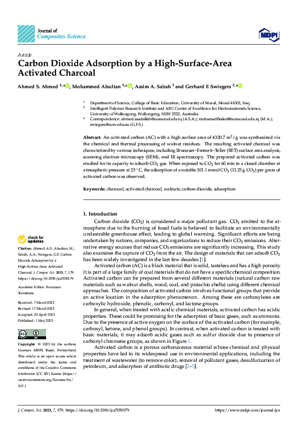 (PDF) Carbon Dioxide Adsorption by a High-Surface-Area Activated Charcoal
