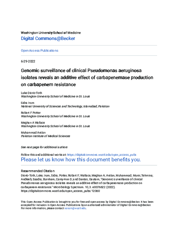 (PDF) Genomic Surveillance of Clinical Pseudomonas aeruginosa Isolates ...