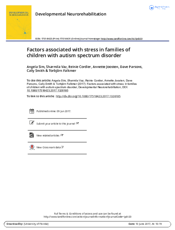 (PDF) Factors associated with stress in families of children with ...