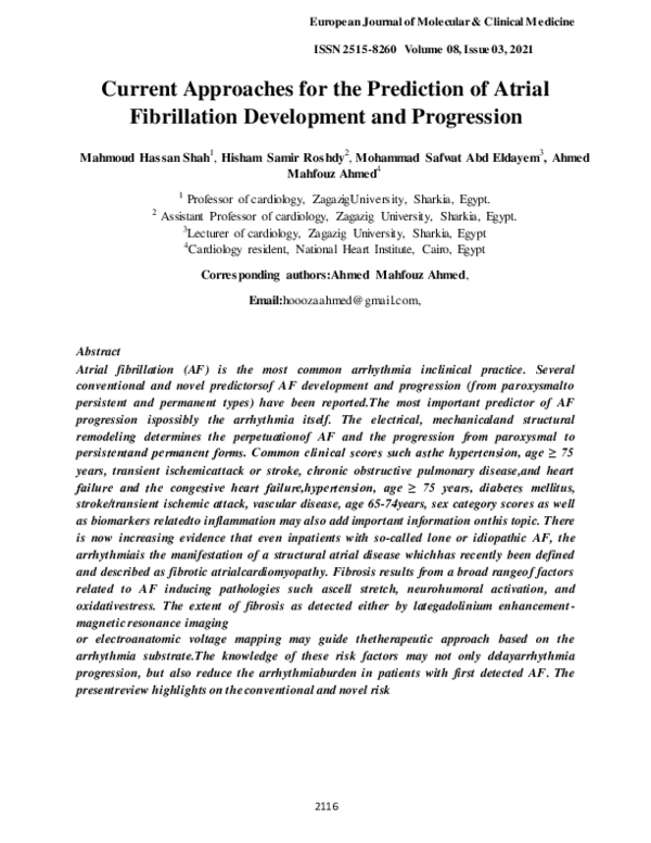 (PDF) Current Approaches for the Prediction of Atrial Fibrillation ...