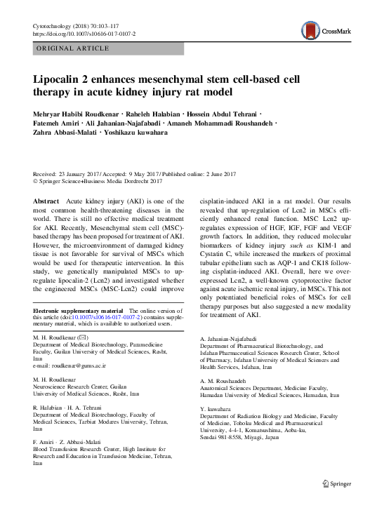(PDF) Lipocalin 2 enhances mesenchymal stem cell-based cell therapy in ...