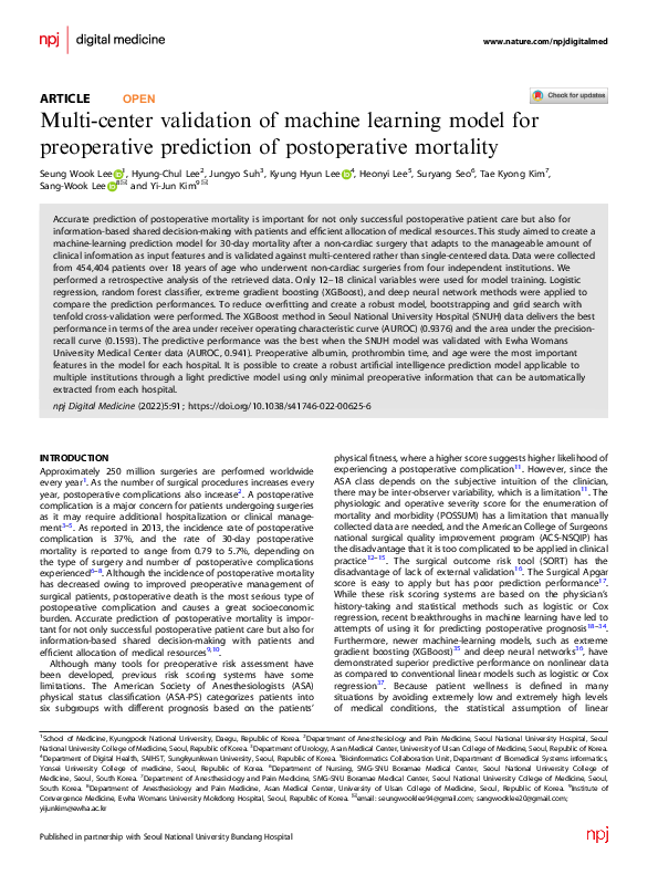 (PDF) Multi-center validation of machine learning model for ...
