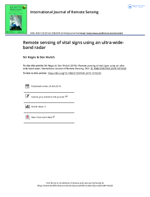 (PDF) Remote sensing of vital signs using an ultra-wide-band radar