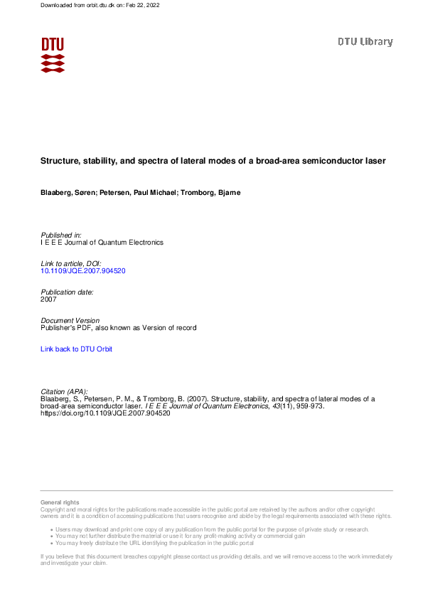 (PDF) Structure, Stability, and Spectra of Lateral Modes of a Broad ...