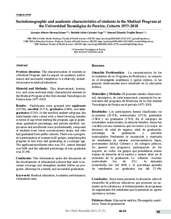 (PDF) Sociodemographic and academic characteristics of students in the ...