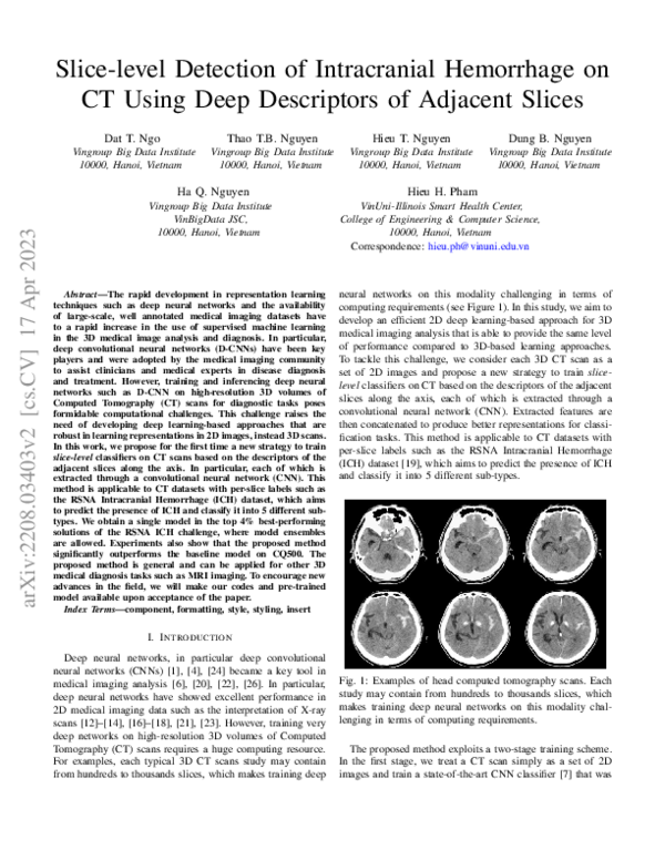 (PDF) Slice-level Detection of Intracranial Hemorrhage on CT Using Deep ...