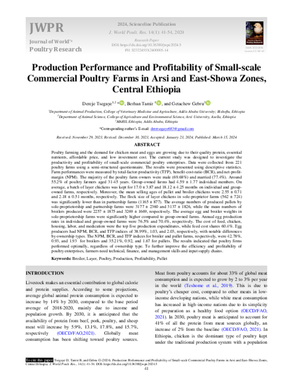 Picture of (PDF) Production Performance and Profitability of Small-scale ...