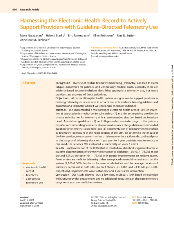 (PDF) Harnessing the Electronic Health Record to Actively Support ...