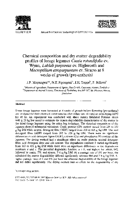 (PDF) Chemical composition and dry matter degradability profiles of ...