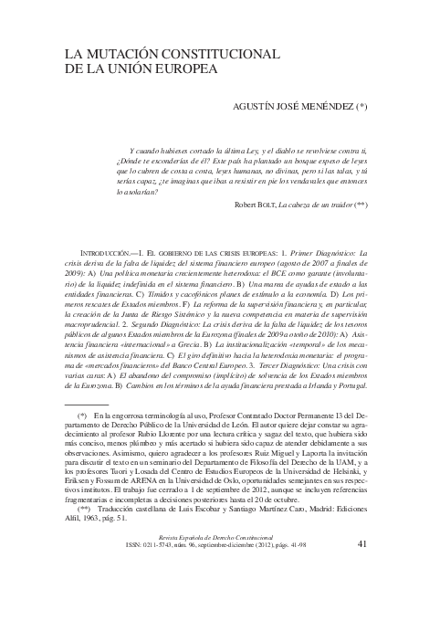 (PDF) La mutación constitucional de la Unión Europea