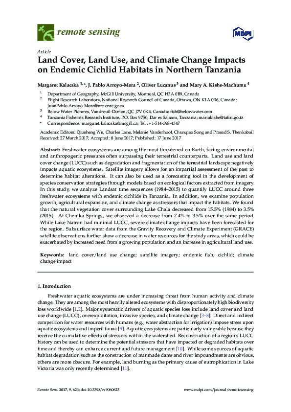 (PDF) Land Cover, Land Use, and Climate Change Impacts on Endemic ...