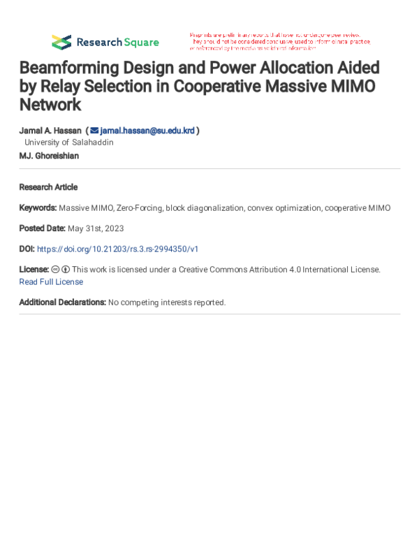 (PDF) Beamforming Design and Power Allocation Aided by Relay Selection ...