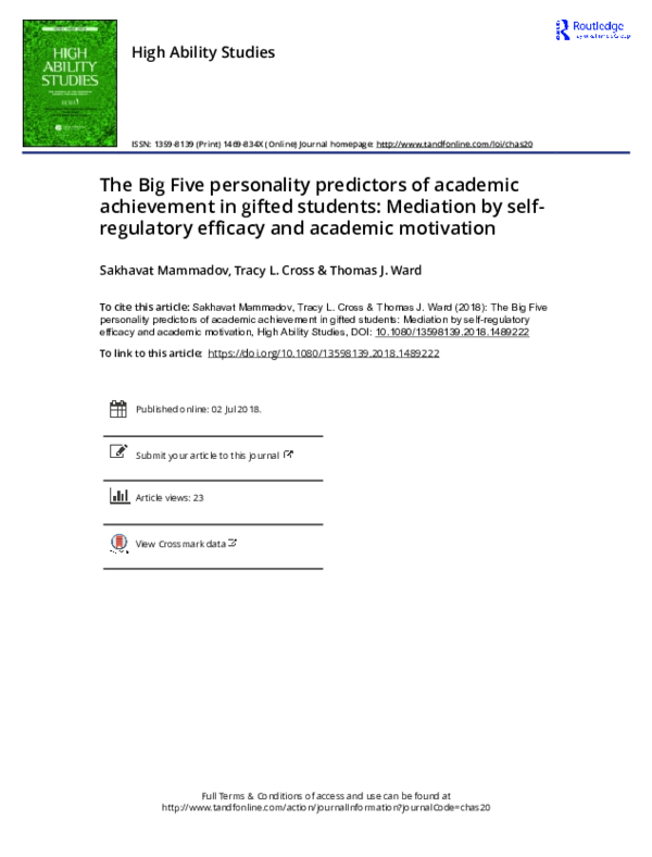 (PDF) The Big Five personality predictors of academic achievement in ...