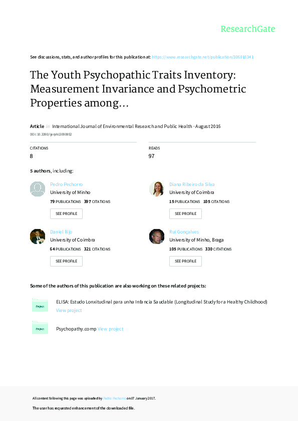 (PDF) Psychometric Properties and Measurement Invariance of the Youth ...