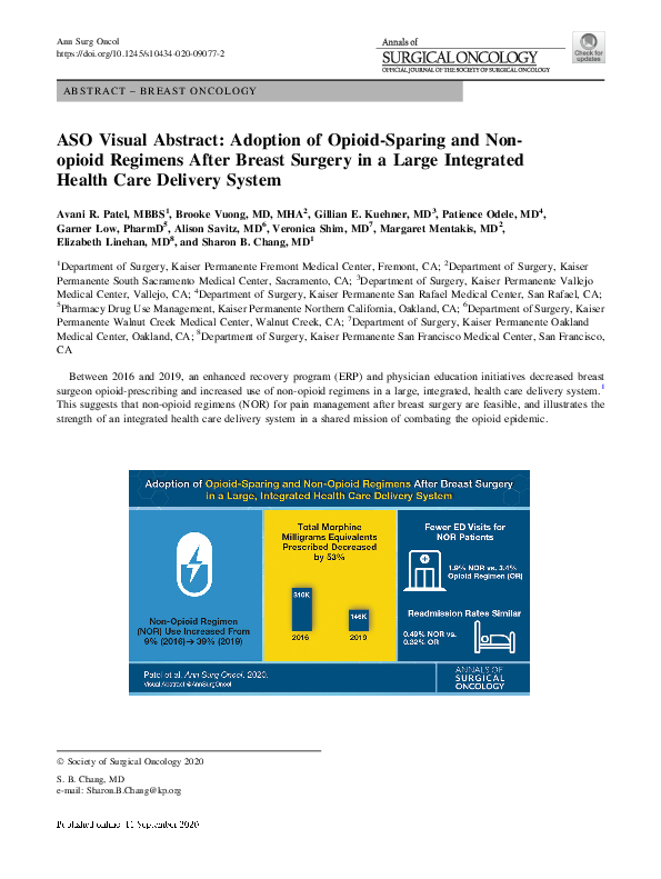 (PDF) ASO Visual Abstract: Adoption of Opioid-Sparing and Non-opioid ...