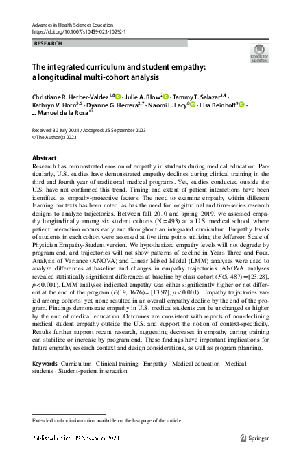 (PDF) The integrated curriculum and student empathy: a longitudinal ...
