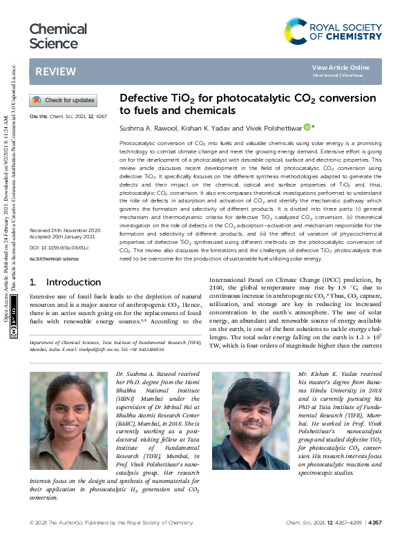 (PDF) Defective TiO2 for photocatalytic CO2 conversion to fuels and ...