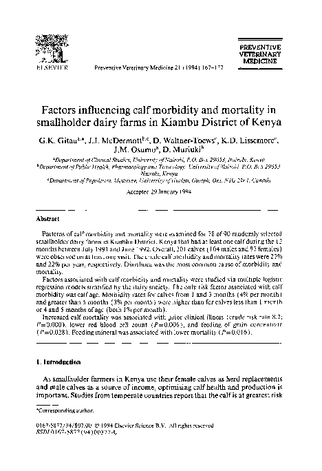 (PDF) Factors influencing calf morbidity and mortality in smallholder ...