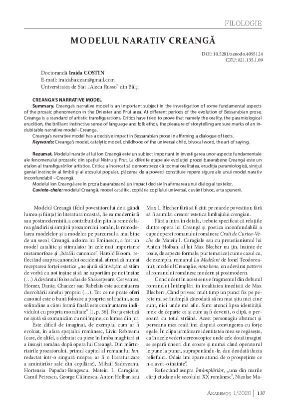 (PDF) Creanga's narrative model