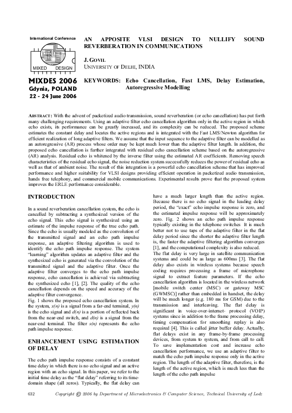 (PDF) An Apposite Vlsi Design To Nullify Sound Reverberation In ...
