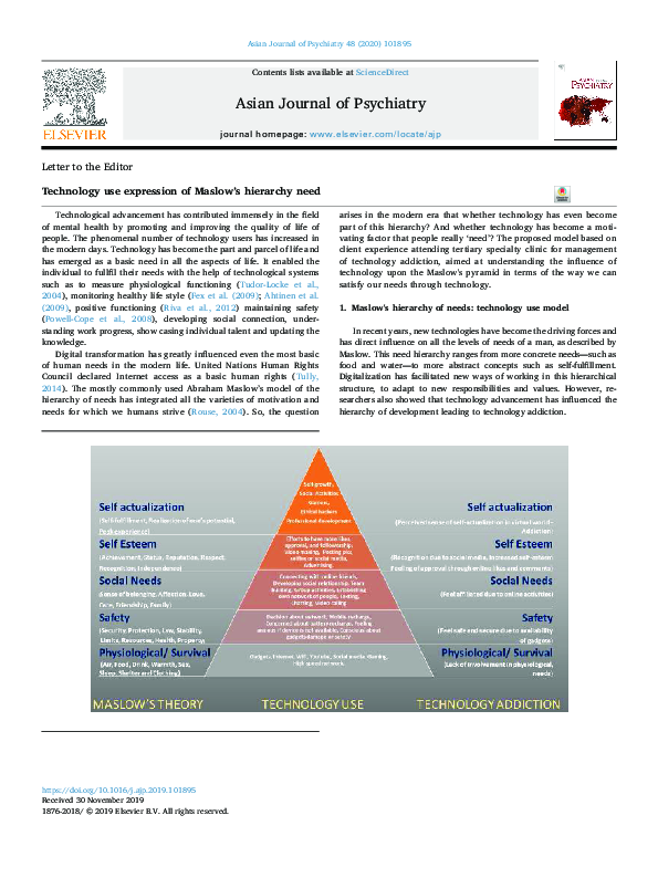 (PDF) Technology use expression of Maslow’s hierarchy need