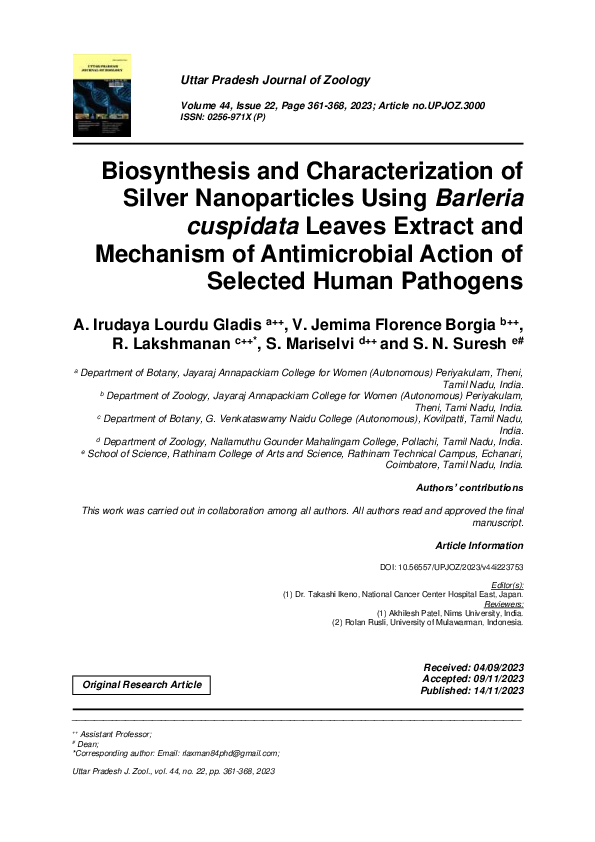 (PDF) Biosynthesis and Characterization of Silver Nanoparticles Using ...