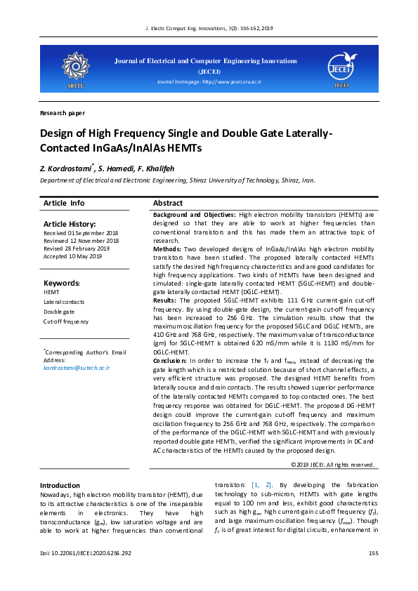 (PDF) Design of High Frequency Single and Double Gate Laterally ...