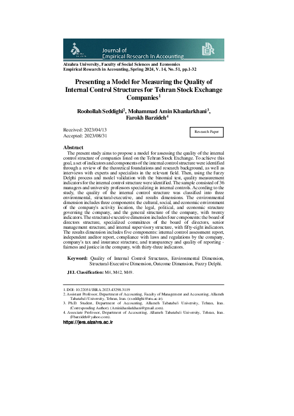 (PDF) Presenting a Model for Measuring the Quality of Internal Control ...