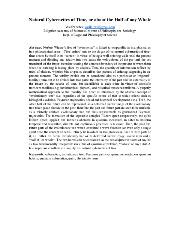 (PDF) Natural Cybernetics of Time