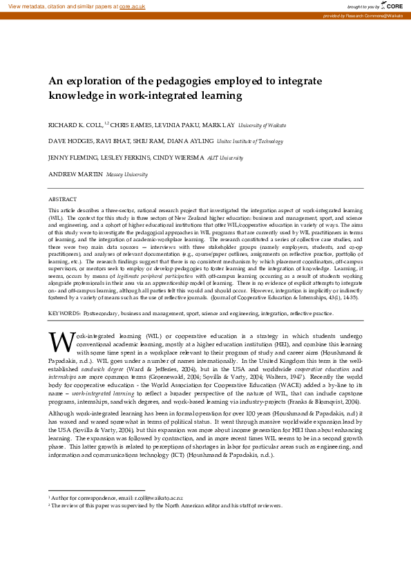 (PDF) An exploration of the pedagogies employed to integrate knowledge ...