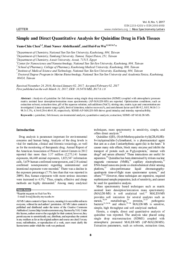 (PDF) Simple and Direct Quantitative Analysis for Quinidine Drug in ...