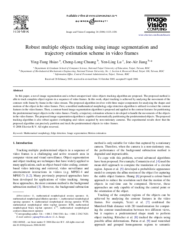 (PDF) Robust multiple objects tracking using image segmentation and
