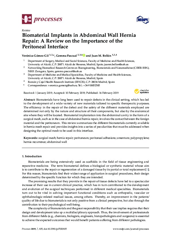 (PDF) Biomaterial Implants in Abdominal Wall Hernia Repair: A Review on ...