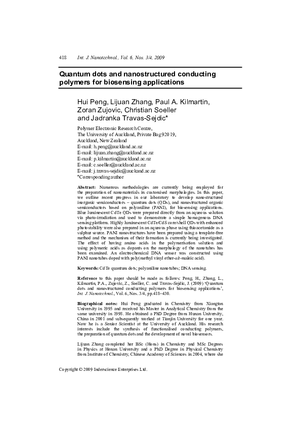 (PDF) Quantum dots and nanostructured conducting polymers for ...
