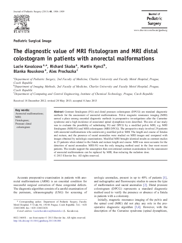(PDF) The diagnostic value of MRI fistulogram and MRI distal ...